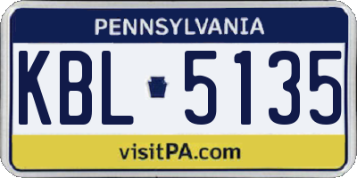 PA license plate KBL5135