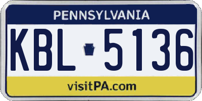 PA license plate KBL5136