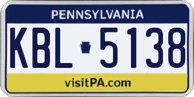 PA license plate KBL5138