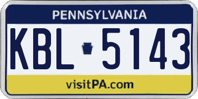 PA license plate KBL5143