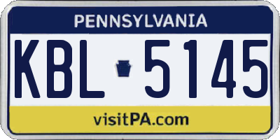 PA license plate KBL5145