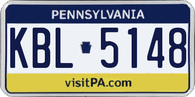 PA license plate KBL5148