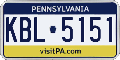 PA license plate KBL5151