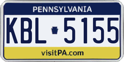 PA license plate KBL5155