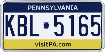 PA license plate KBL5165