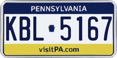 PA license plate KBL5167