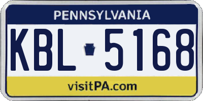 PA license plate KBL5168