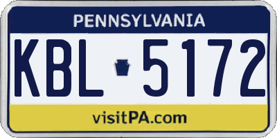 PA license plate KBL5172
