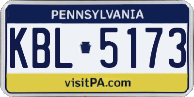 PA license plate KBL5173
