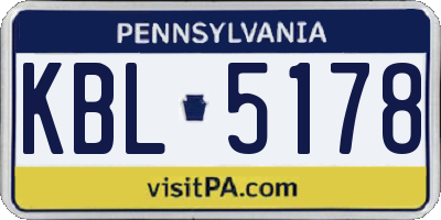 PA license plate KBL5178