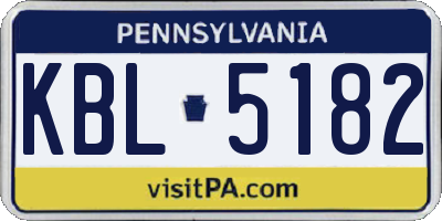 PA license plate KBL5182