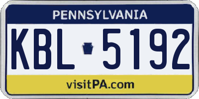 PA license plate KBL5192