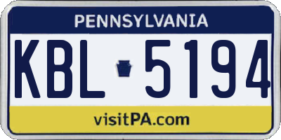 PA license plate KBL5194