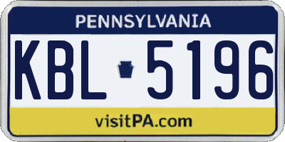 PA license plate KBL5196