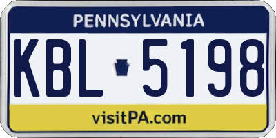 PA license plate KBL5198
