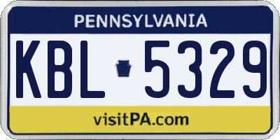 PA license plate KBL5329