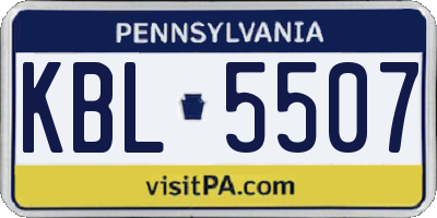 PA license plate KBL5507