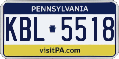 PA license plate KBL5518