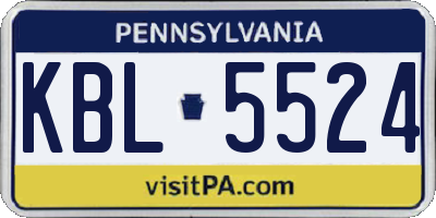 PA license plate KBL5524