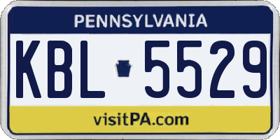 PA license plate KBL5529
