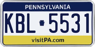 PA license plate KBL5531