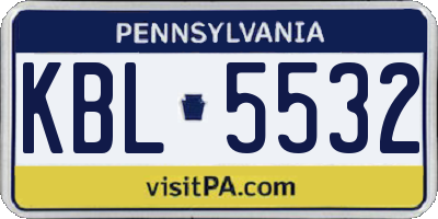PA license plate KBL5532