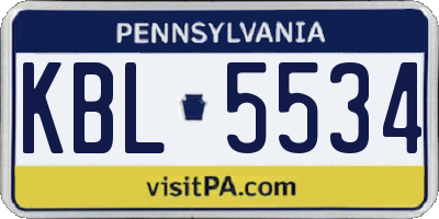 PA license plate KBL5534