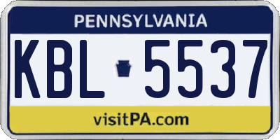PA license plate KBL5537