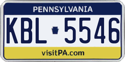 PA license plate KBL5546