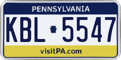 PA license plate KBL5547