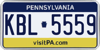 PA license plate KBL5559