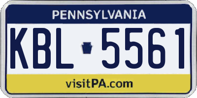 PA license plate KBL5561