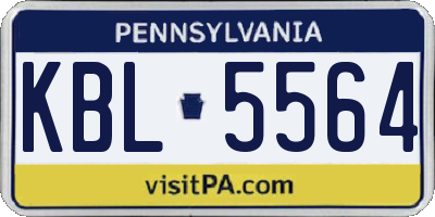 PA license plate KBL5564