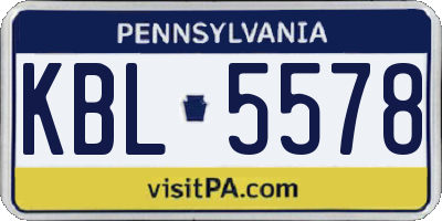 PA license plate KBL5578