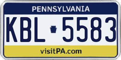 PA license plate KBL5583