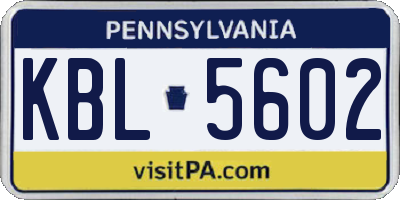 PA license plate KBL5602