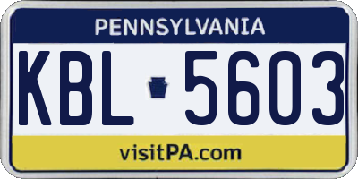 PA license plate KBL5603