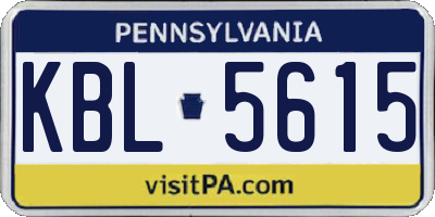 PA license plate KBL5615