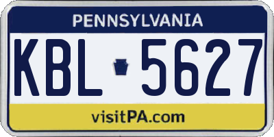 PA license plate KBL5627