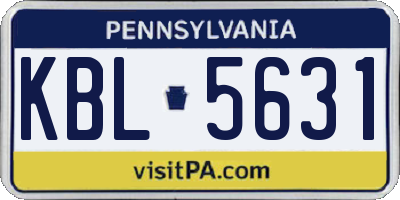 PA license plate KBL5631