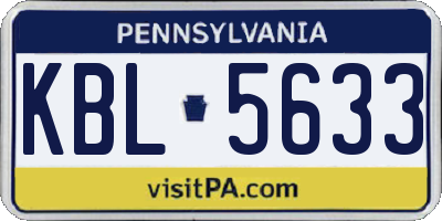 PA license plate KBL5633