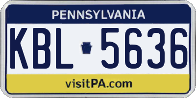 PA license plate KBL5636