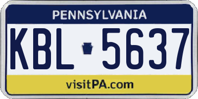 PA license plate KBL5637