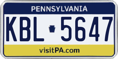 PA license plate KBL5647