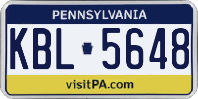 PA license plate KBL5648