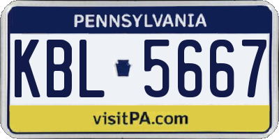 PA license plate KBL5667