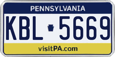 PA license plate KBL5669