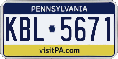 PA license plate KBL5671
