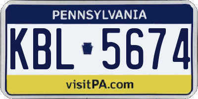 PA license plate KBL5674