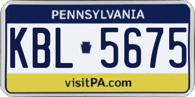 PA license plate KBL5675